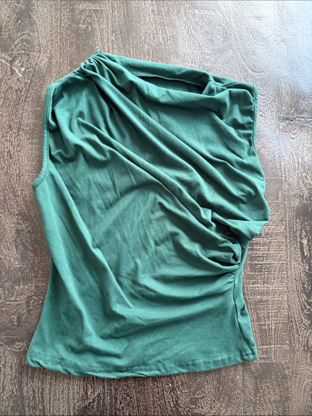 SHEIN Teal One-Shoulder Ruched Tank Top